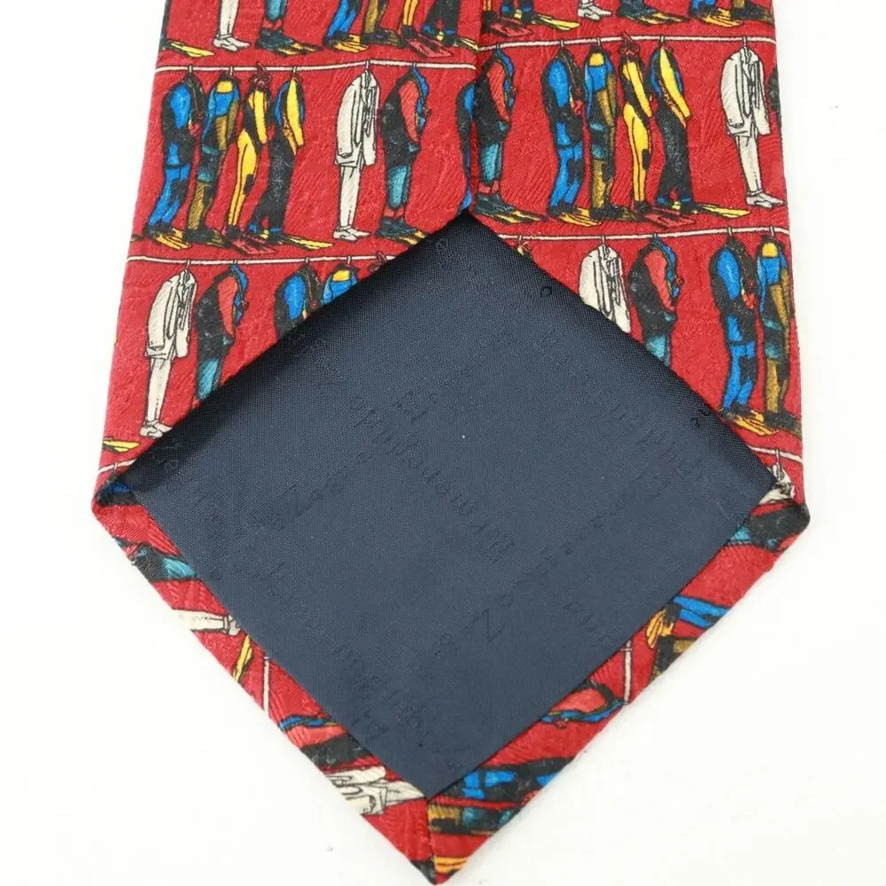 Ermenegildo Zegna Ties Mens Red Silk 60 in Graphic Hanging Suits Wetsuit Flipper